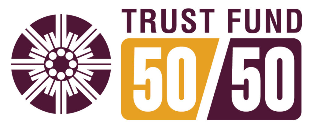 Trust Fund Wheel Icon to the left of the text, Trust fund 50/50